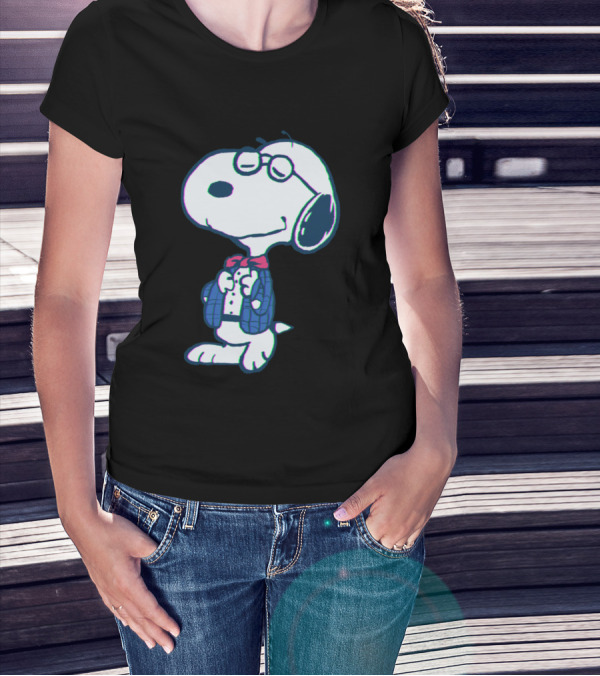 Snoopy Joe Preppy Peanuts Character In Glasses And Bow Tie T-Shirt