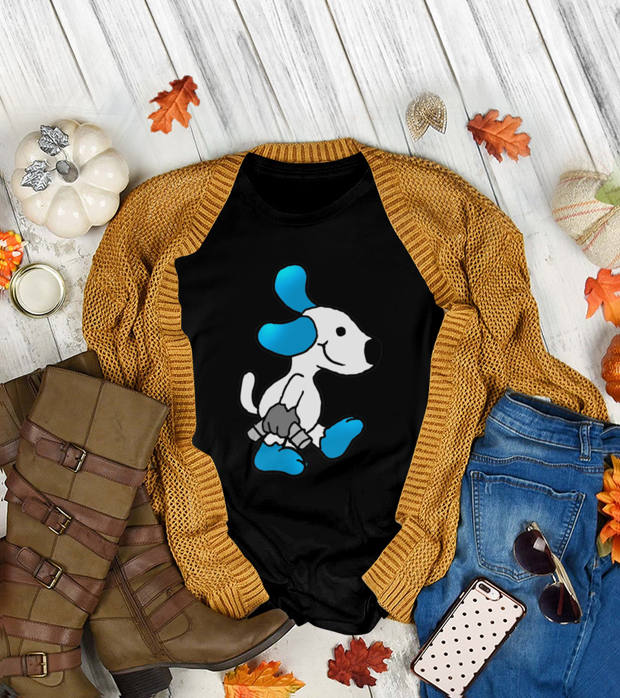 Snoopy Beagle Character with Blue Ears and Paws T-Shirt