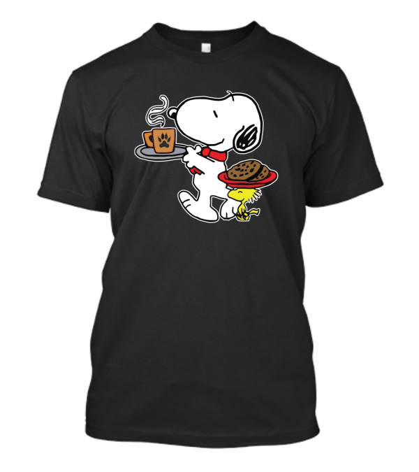 Snoopy Cookies Coffee Paw Print Woodstock T-Shirt