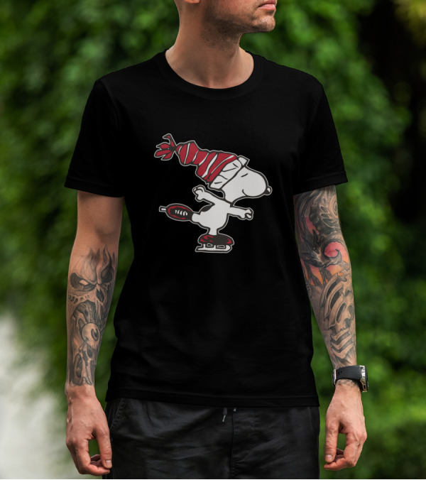 Snoopy Ice Skating Winter Hat T-Shirt