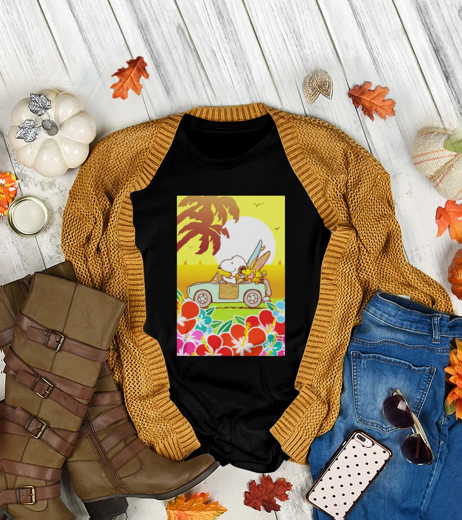 Snoopy Sunrise Tropical Adventure with Woodstock T-Shirt