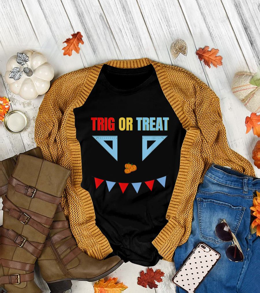 Trig Or Treat Triangle Halloween Math Teacher Costume T-Shirt