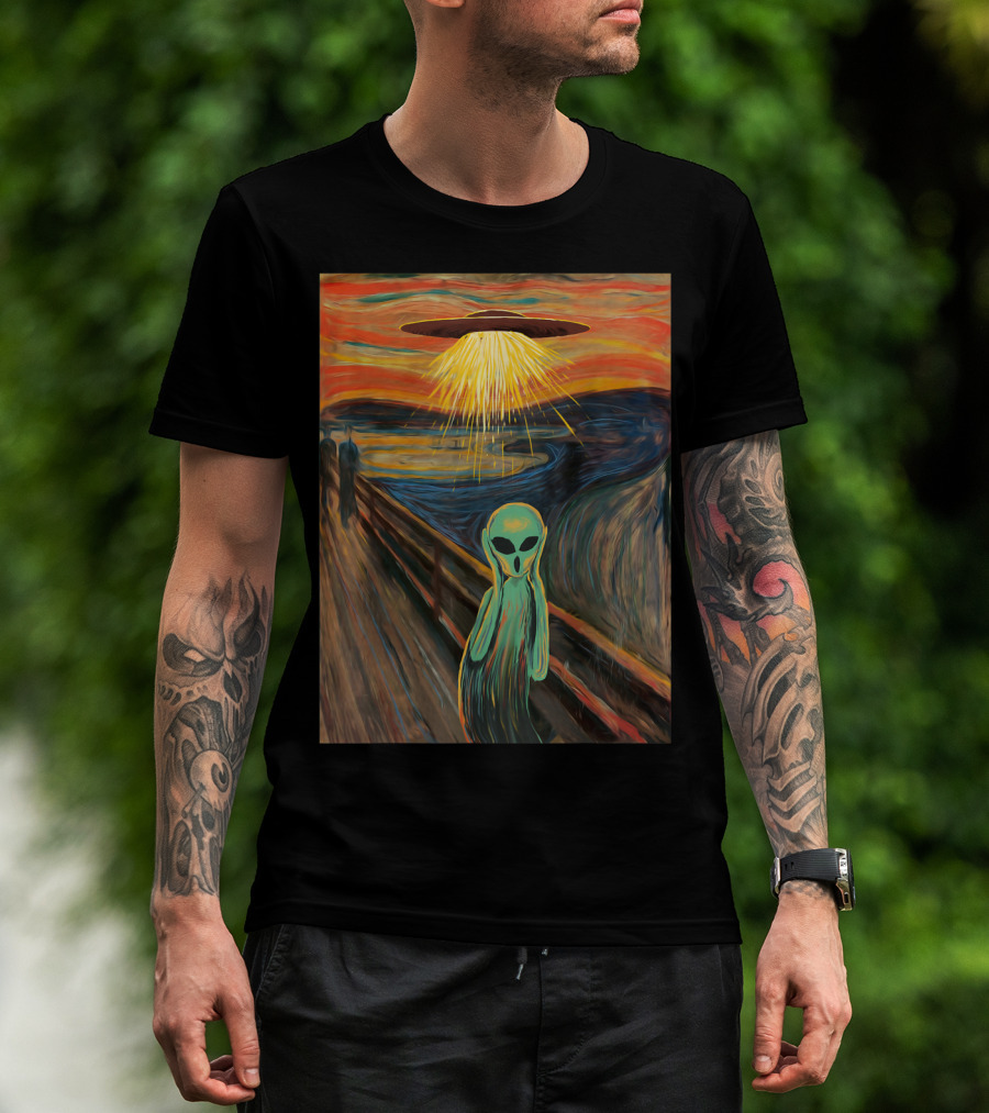 Alien Scream Munch UFO Painting T-Shirt