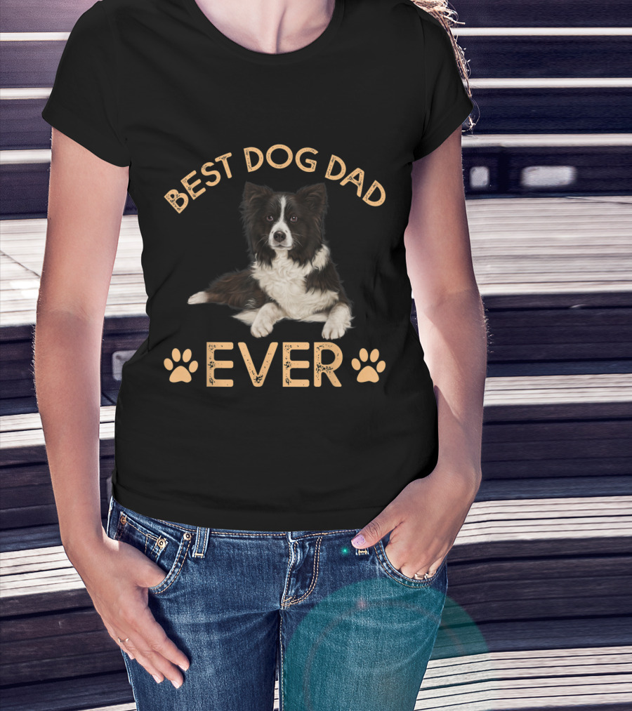 Best Border Collie Dog Dad Ever Paw Prints T-Shirt