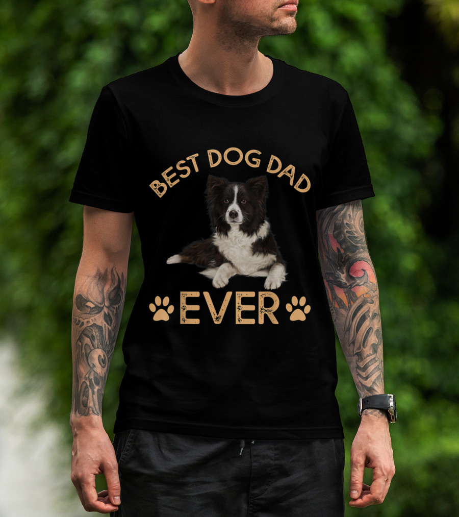 Best Border Collie Dog Dad Ever Paw Prints T-Shirt