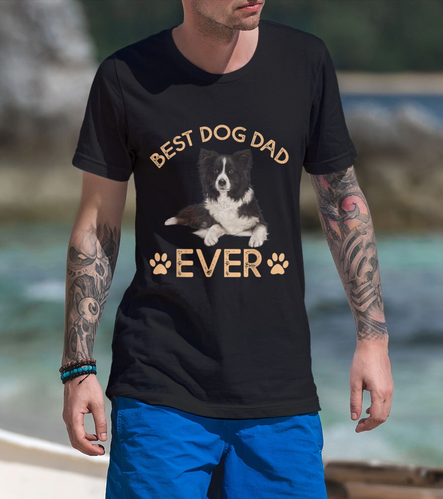 Best Border Collie Dog Dad Ever Paw Prints T-Shirt