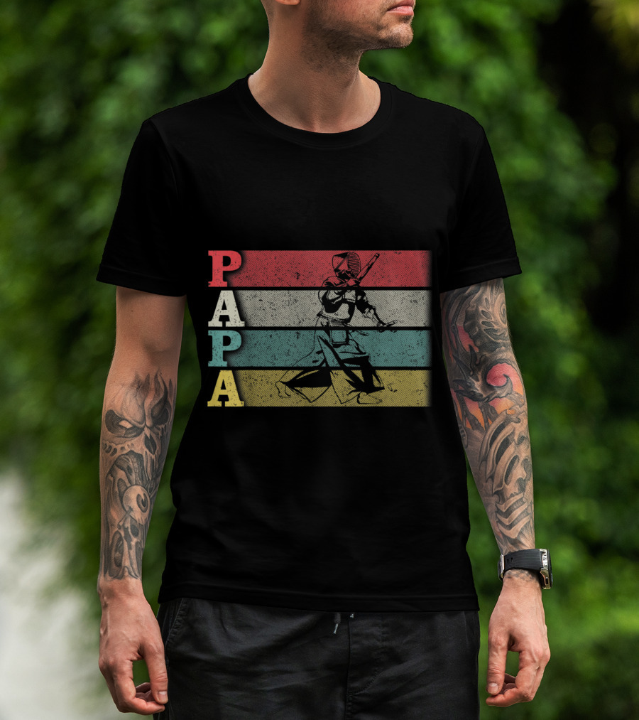 Papa Vintage Kendo Retro Dad Fathers Day T-Shirt
