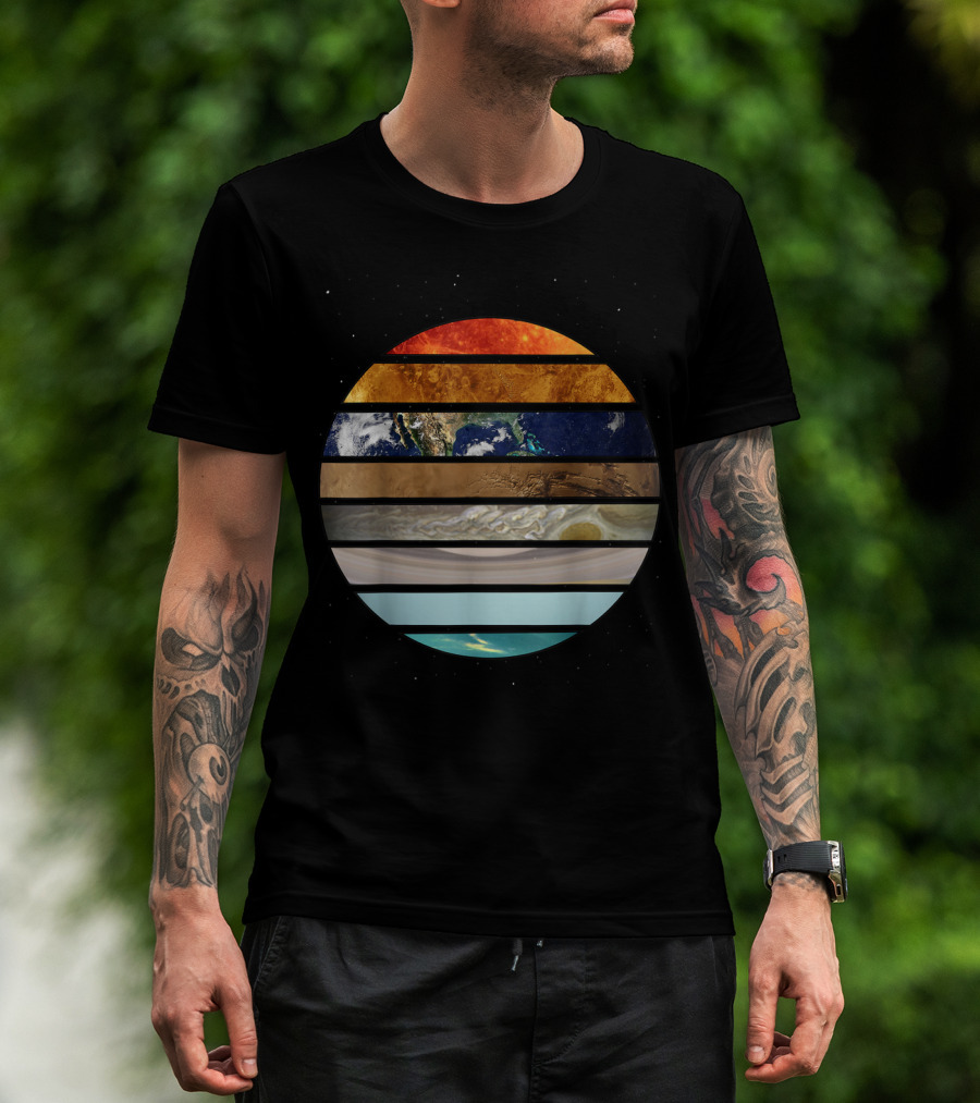Amazing Planet Great Astronomy Solar System Stripes T-Shirt
