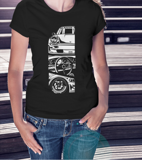 Rauh Welt Begriff German Classic Car Oldtimer Dashboard Wheel T-Shirt