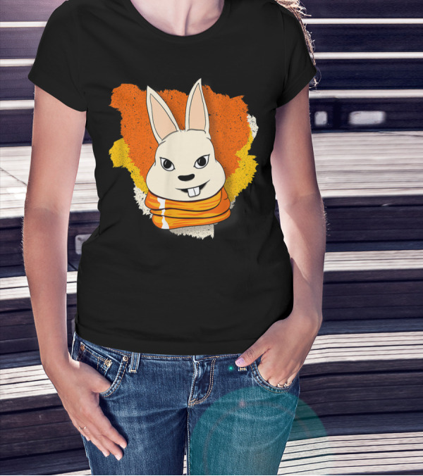Bunny With Orange Yellow Scarf And Women For Easter T-Shirt