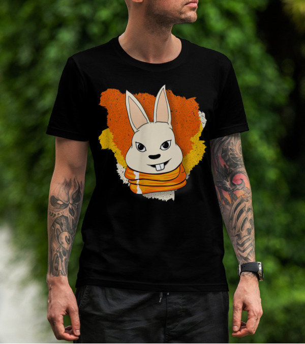 Bunny With Orange Yellow Scarf And Women For Easter T-Shirt