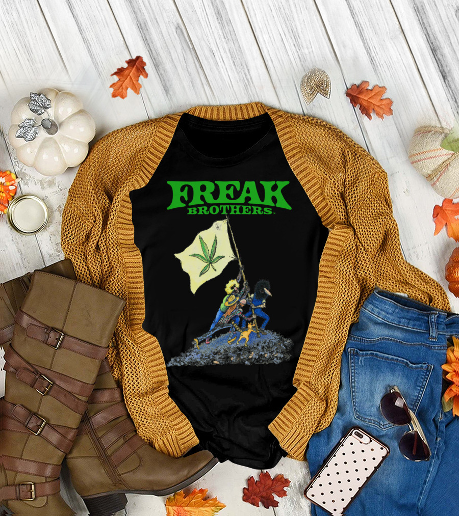 Freak Brothers Cannabis Flag Iconic Comic T-Shirt