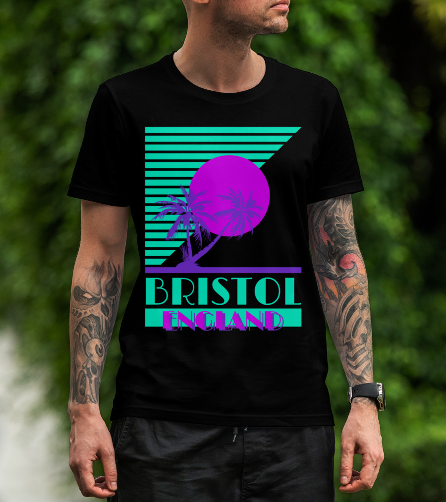Bristol England Retro 80s Palm Tree T-Shirt