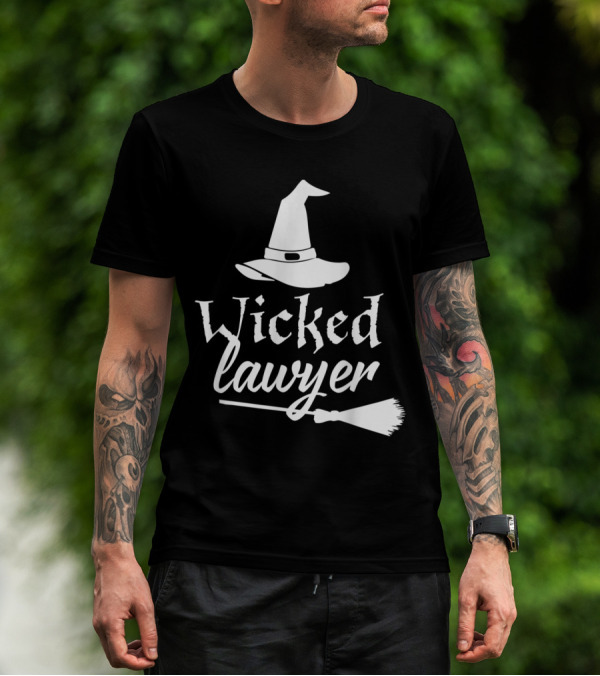 Wicked Lawyer Witch Hat Broomstick Halloween Lawyer T-Shirt