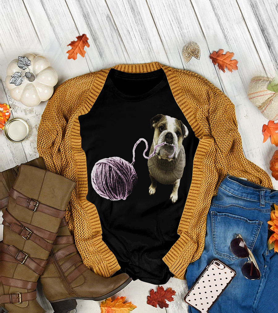 The Yarn Bully Bulldog with Yarn Ball T-Shirt