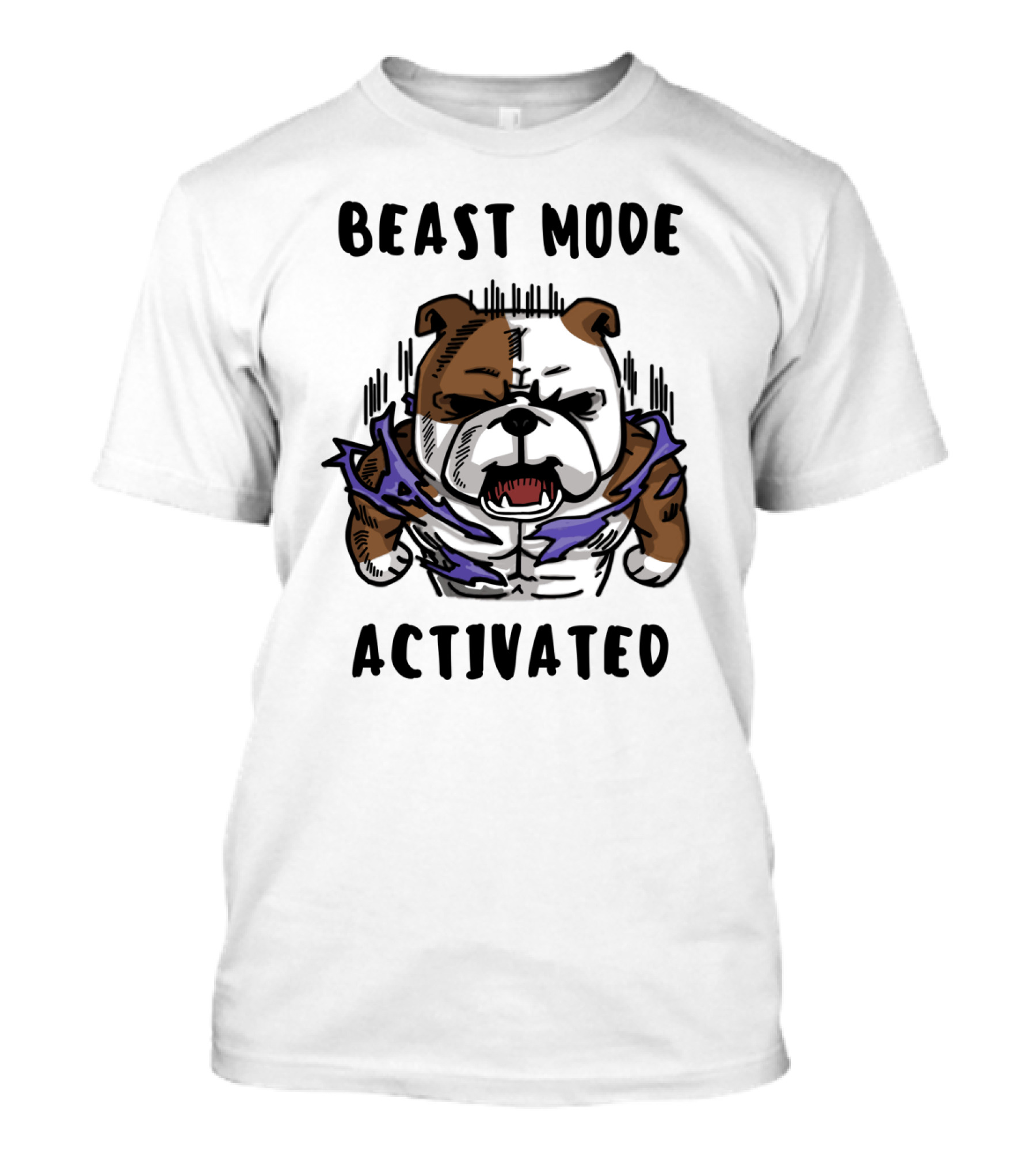 Beast Mode Activated Bulldog With Electric Energy Burst T-Shirt