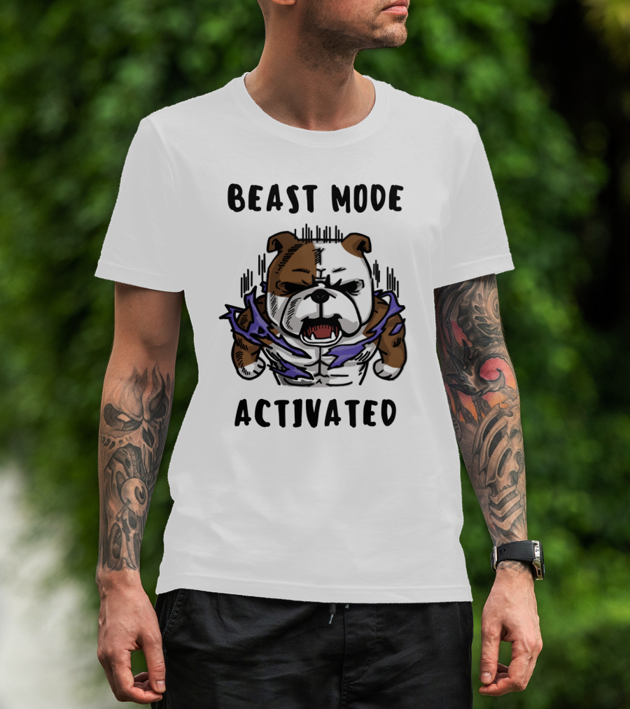 Beast Mode Activated Bulldog With Electric Energy Burst T-Shirt