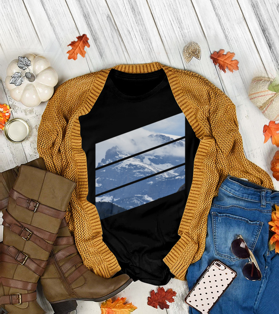 Mountain Diagonals Snowy Peaks Layered Horizons T-Shirt