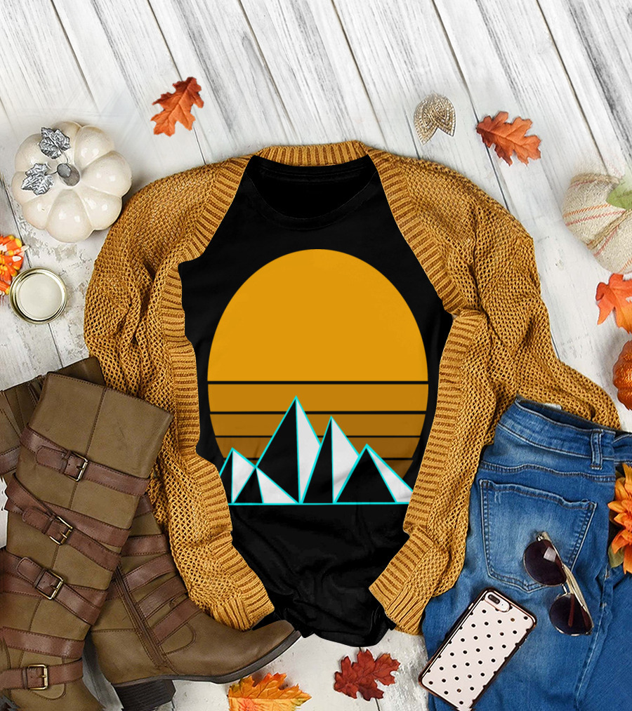 Sunset Over Geometric Mountains T-Shirt