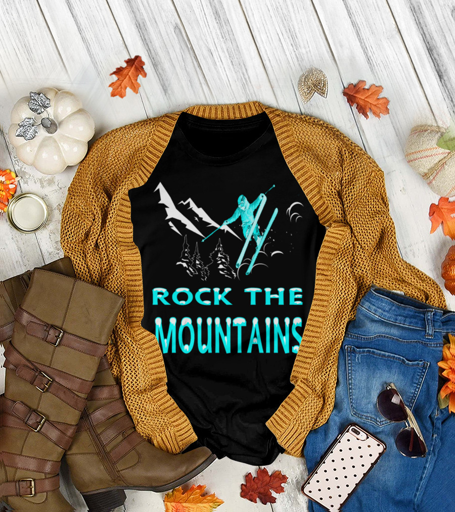 Rock the Mountains Skiing Adventure with Alpine Peaks and Snow Trails T-Shirt