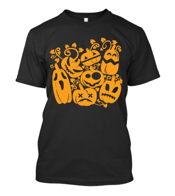 Funny Ugly Pumpkin Halloween Kids Jack-O'-Lantern Faces T-Shirt