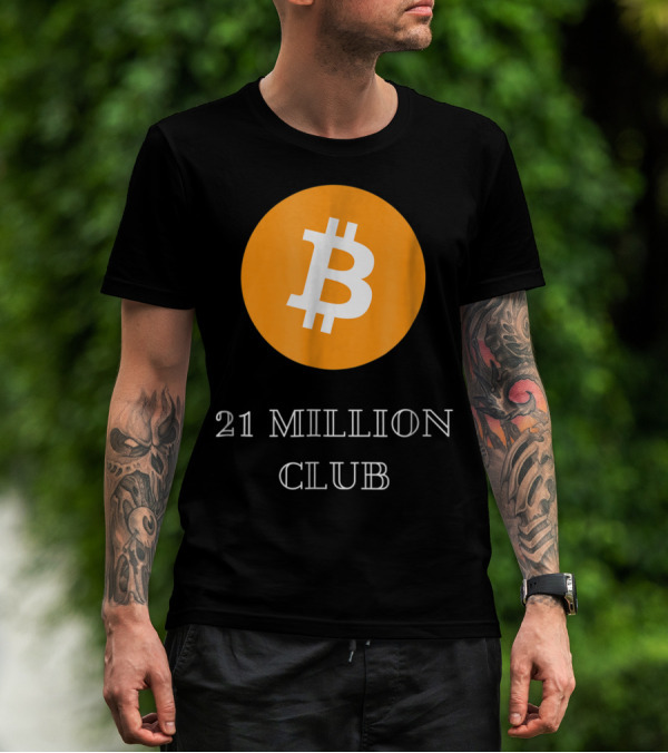 Bitcoin 21 Million Club Cryptocurrency Circle With Iconic Orange T-Shirt