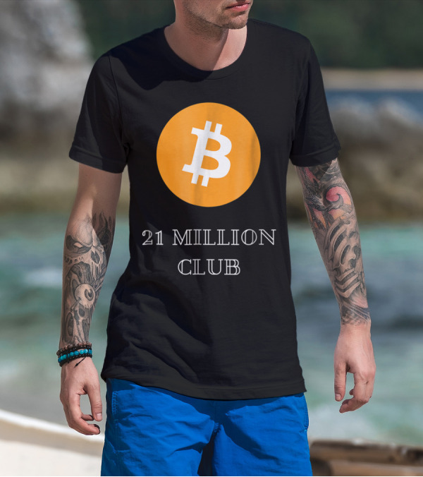 Bitcoin 21 Million Club Cryptocurrency Circle With Iconic Orange T-Shirt