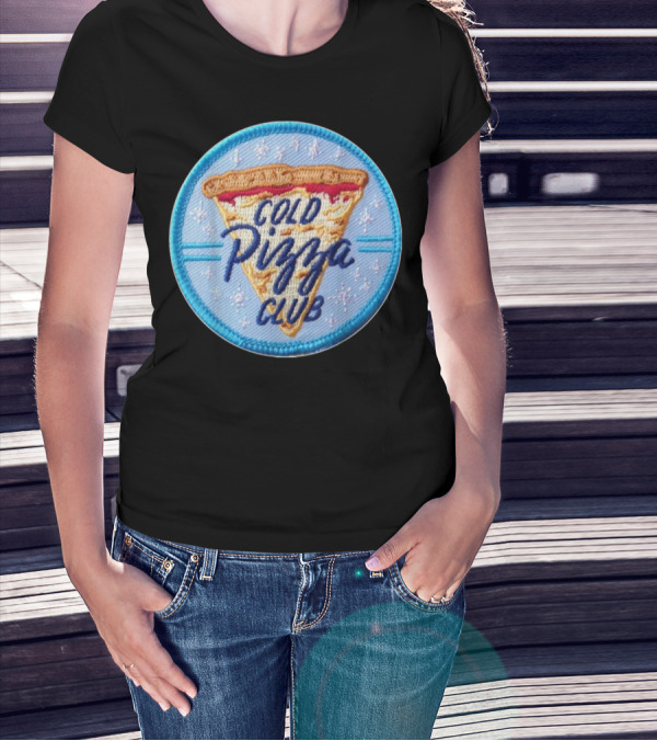 Cold Pizza Club Patch Badge Pizza Slice T-Shirt