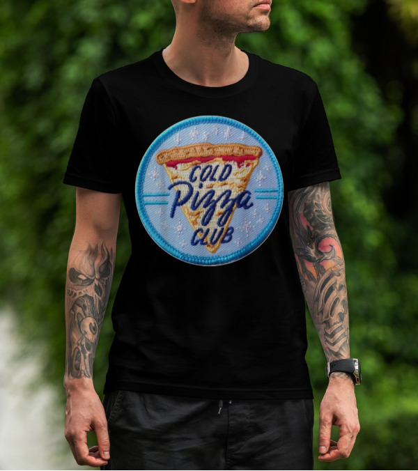 Cold Pizza Club Patch Badge Pizza Slice T-Shirt