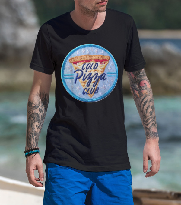 Cold Pizza Club Patch Badge Pizza Slice T-Shirt
