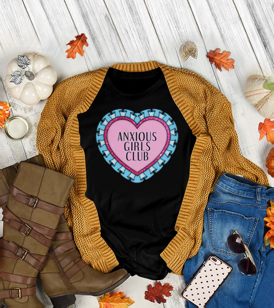 Anxiety Empowerment Anxious Girls Club Heart Emblem T-Shirt