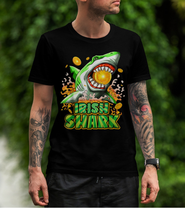 Irish Shark St Patricks Day Women Gold Coins T-Shirt