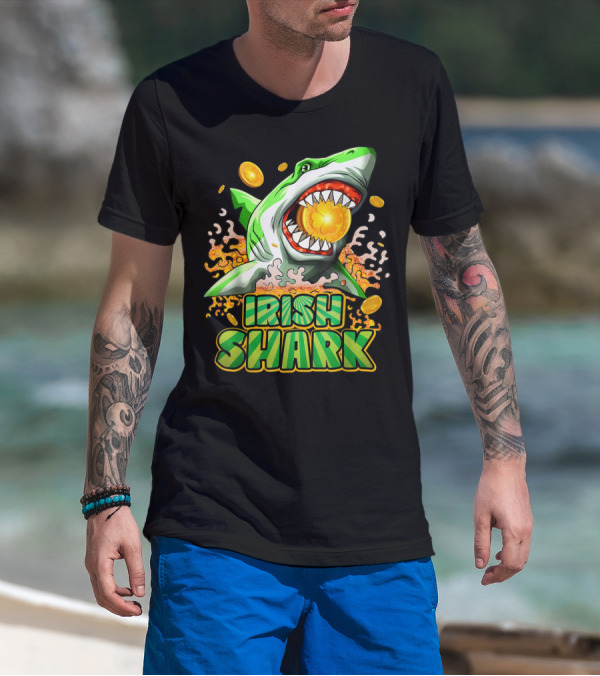 Irish Shark St Patricks Day Women Gold Coins T-Shirt