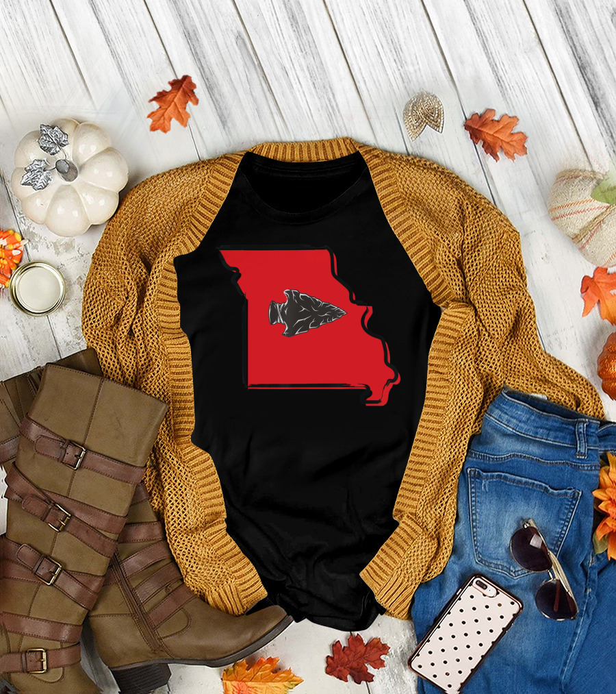 Native To Missouri Red State with Arrowhead T-Shirt