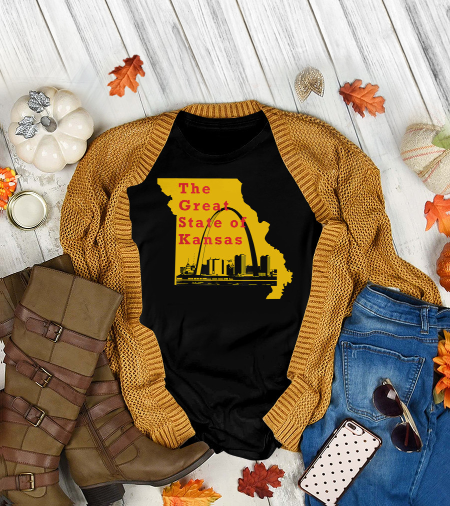 The Great State Of Kansas Missouri Arch Skyline T-Shirt