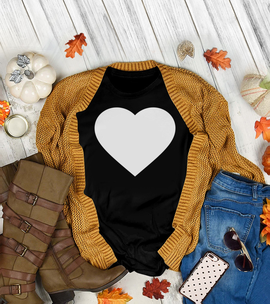 Valentine Simple Heart Shape White T-Shirt