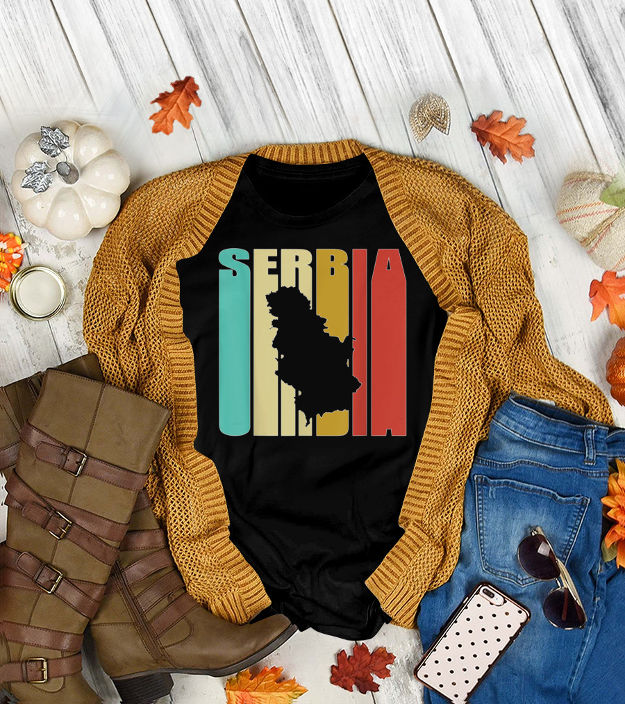 Serbia Retro Map Silhouette Vintage Series T-Shirt
