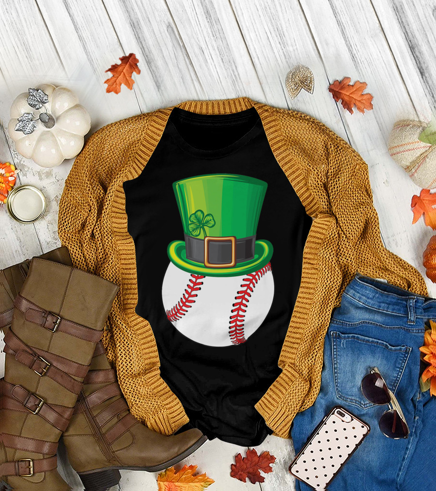 Baseball St Patrick's Day Shamrock Coach Teacher T-Shirt