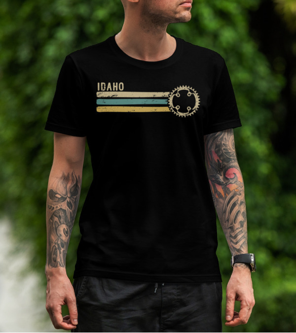 Idaho Vintage 70s 80s Biking Avec Gear Stripes T-Shirt