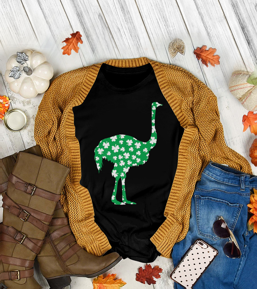 Ostrich St Patrick's Day Clover Pet Lovers T-Shirt