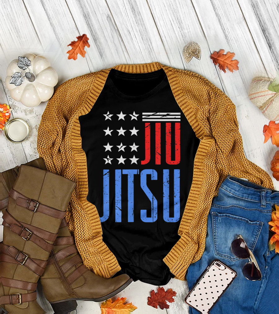 Jiu Jitsu American Flag Stars Stripes T-Shirt