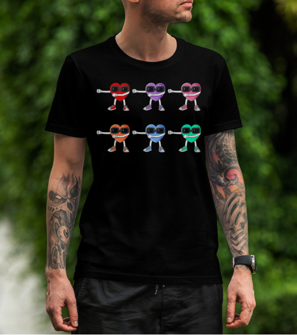 Flossing Hearts Valentine's Day Dance With Colorful Heart Characters T-Shirt