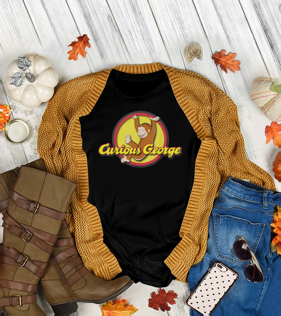 Curious George Playfully Swinging Logo Circle T-Shirt