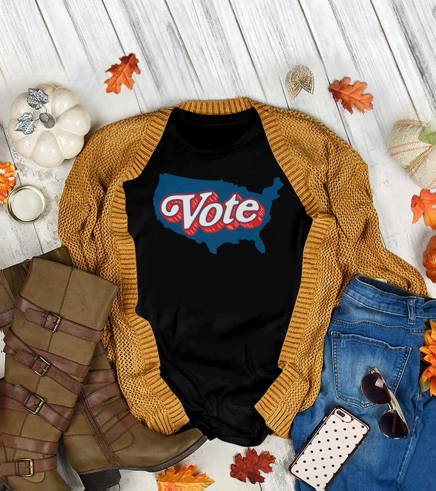 Vote USA Map Pro Voting Font Graphic Prem T-Shirt