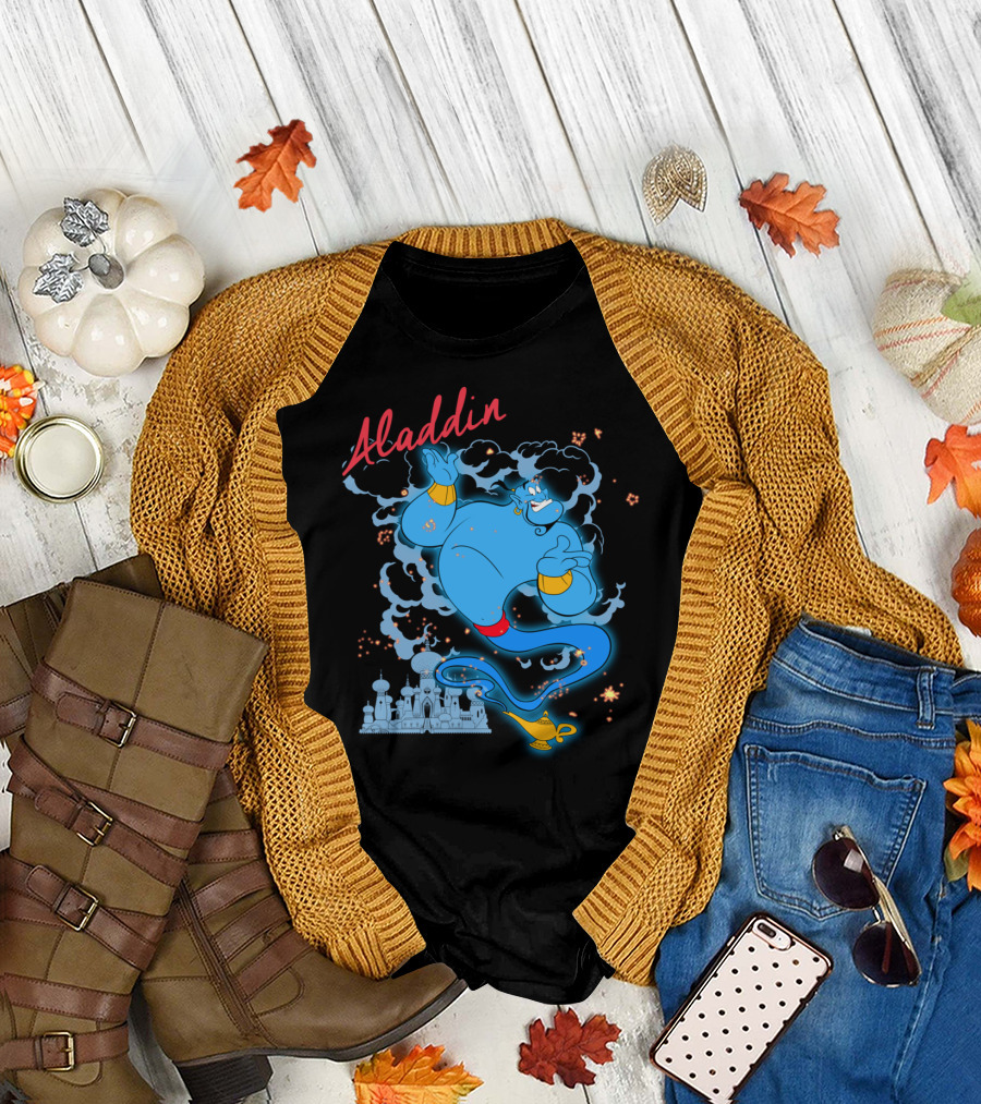 Aladdin Genie Smoke Sparkle Disney Movie Scene Magic Lamp T-Shirt