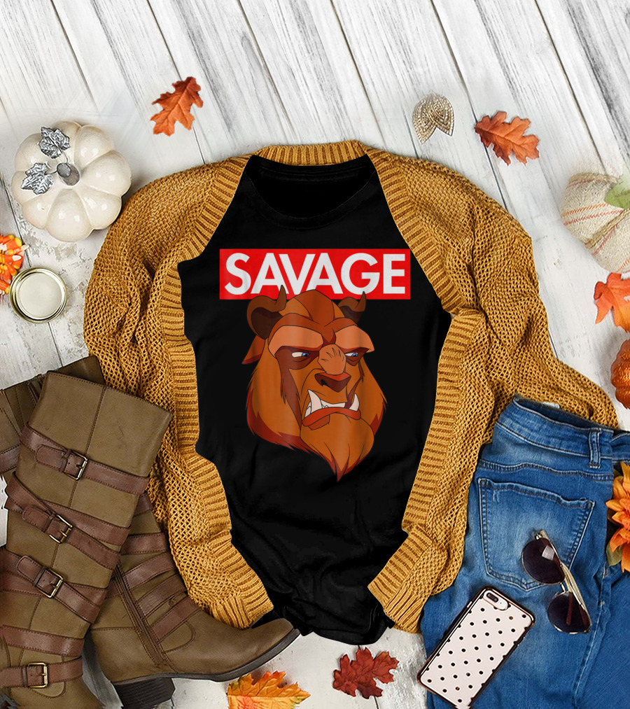 Disney Beauty Beast Savage Face Gra T-Shirt