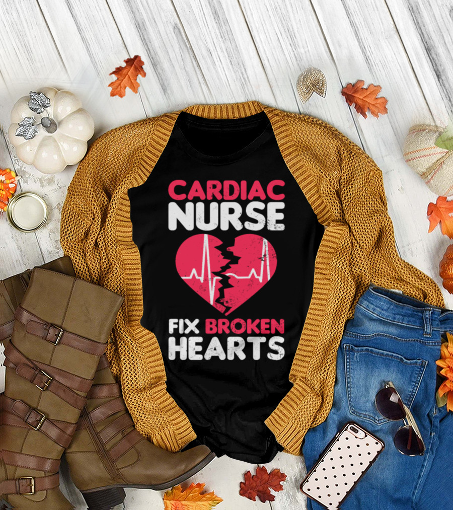 Cardiac Nurse Fix Broken Hearts Heartbeat T-Shirt