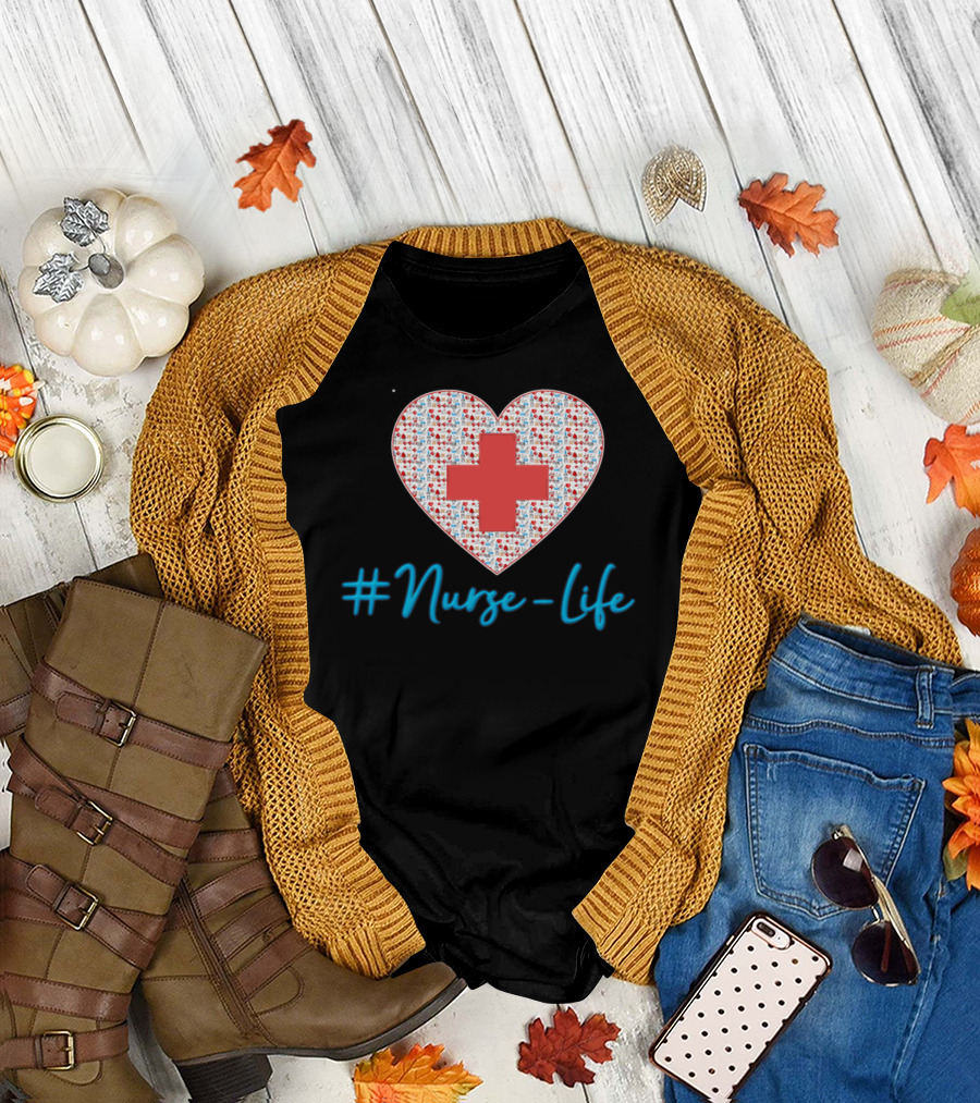Nurse-Life Heart with Red Cross T-Shirt