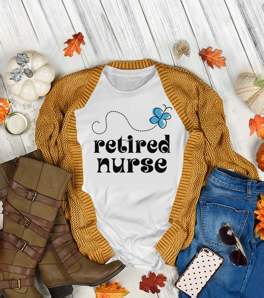 Retired Nurse Butterfly T-Shirt