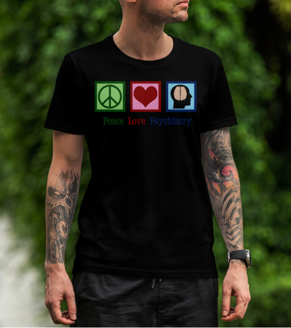 Peace Symbol Heart Brain Psychiatry T-Shirt